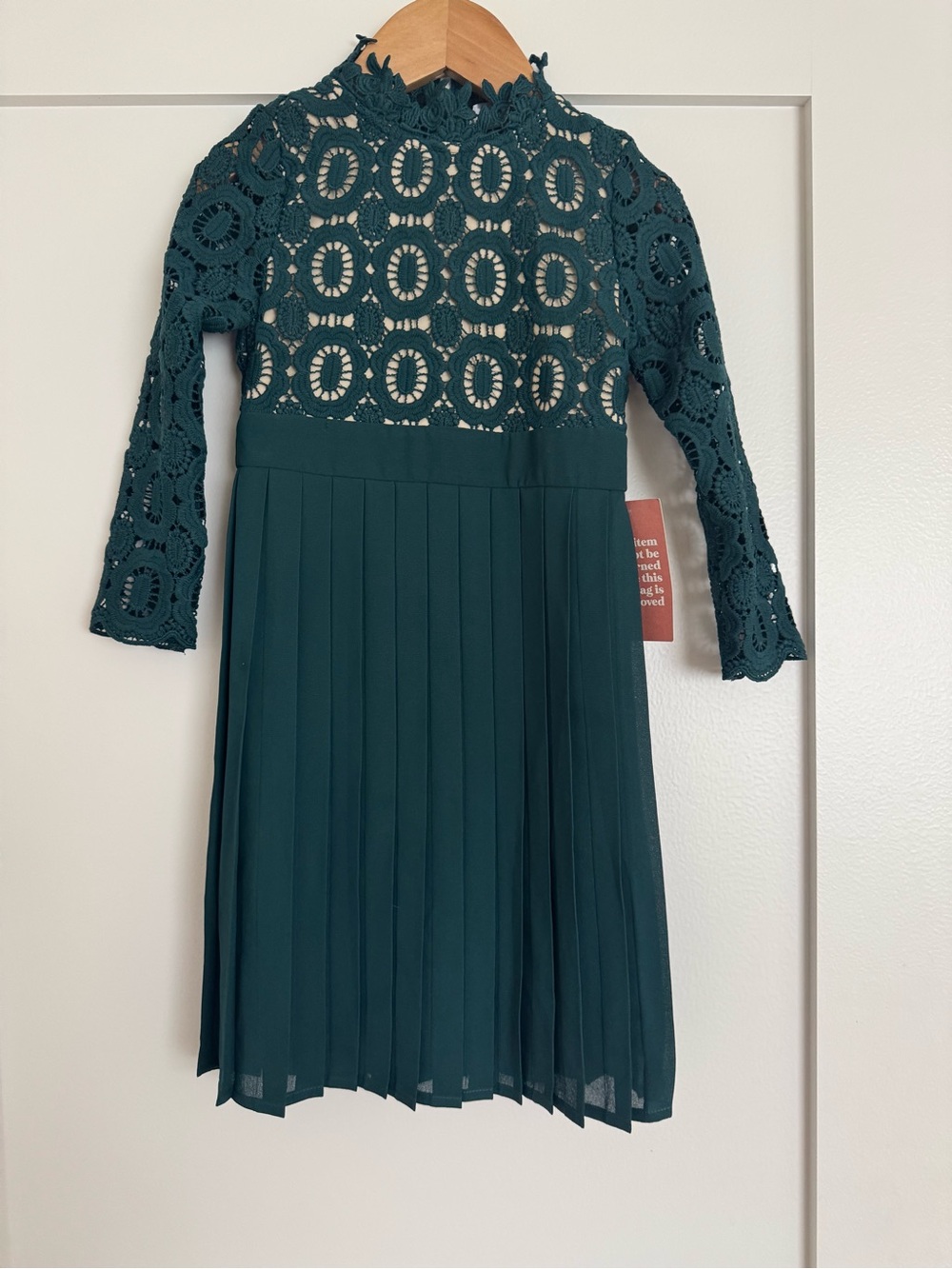 Ivy City Co Girls Teal Lace Pleated Formal Dress